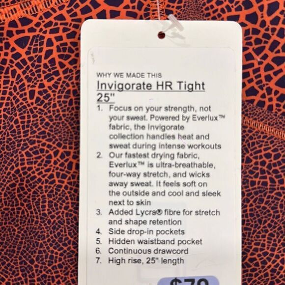 NWT Lululemon Invigorate Tight 25" Size 2 Crackle Glaze Orange Larkspur - Picture 3 of 7